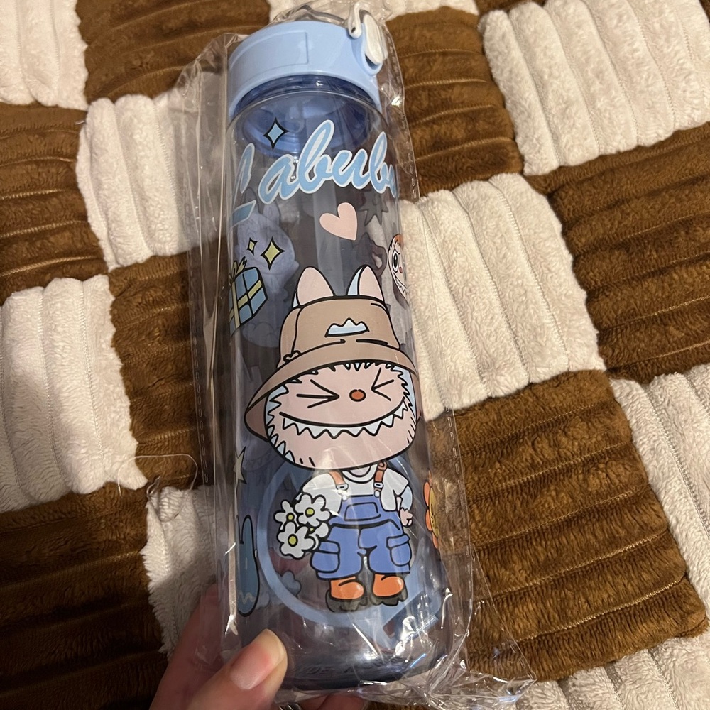 Labubu Cute Blue Character Water Bottle New!